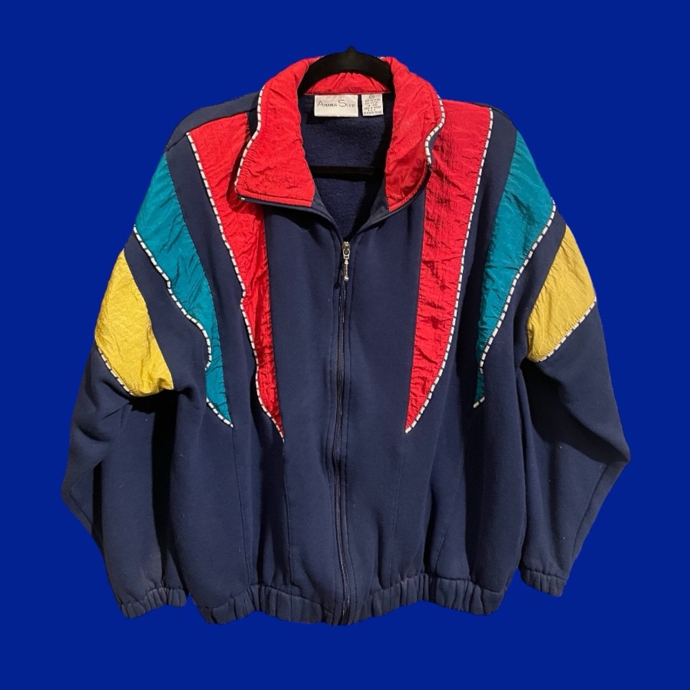 Vintage Color Block Zip-Up
